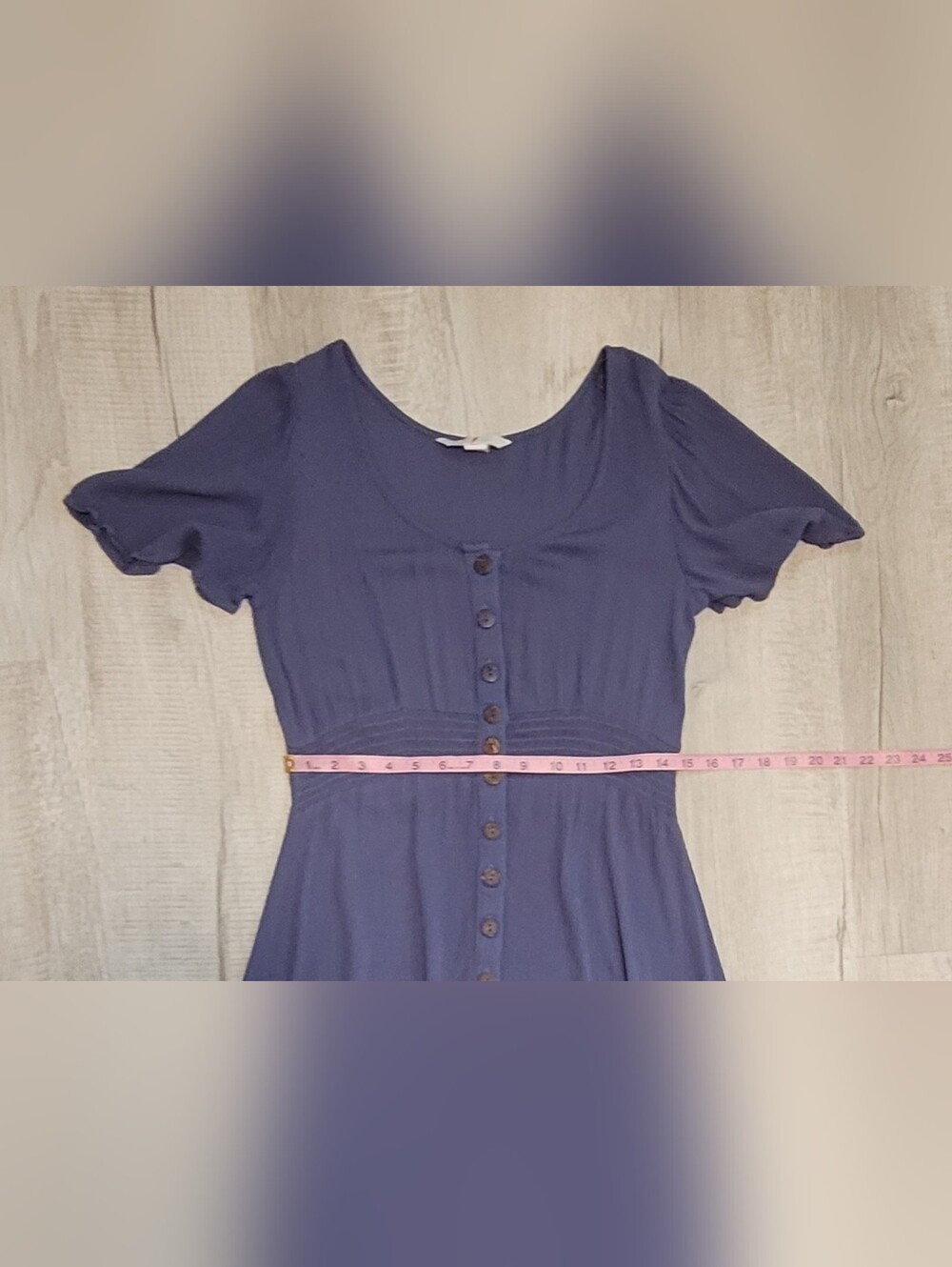 ​Amplify Blue Boho Crinkle Rayon Button Front High Low Midi Dress Size L - Picture 11 of 12